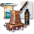 Copper Coffee Maker - Cezve Turkish Coffee Pot Set (4cups) - Greek Coffee Maker - Turkish Cezve - Arabic Coffee Set - Copper Coffee Pot - Turkish Coffee Pot Copper - Briki Arabic Greek Coffee Pot