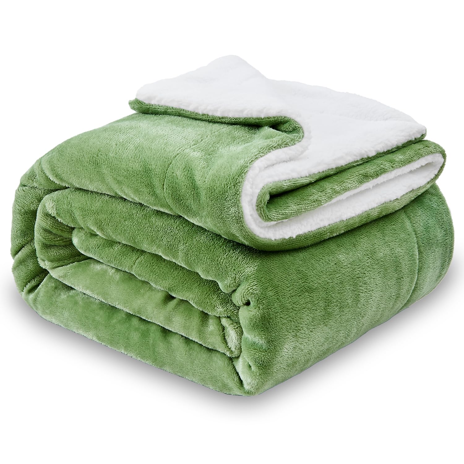 SOCHOW Sherpa Fleece Throw Blanket, Double-Sided Super Soft Luxurious Plush Blanket 127cm×150cm, Sage Green