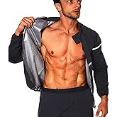 NINGMI Sauna Suit for Men Sweat - Long Sleeve Shirt Jacket Workout Body Shaper Zipper Top Slimming Fitness Trainer Gym
