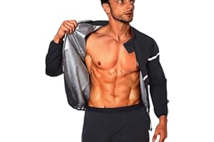 NINGMI Sauna Suit for Men Sweat - Long Sleeve Shirt Jacket Workout Body Shaper Zipper Top Slimming Fitness Trainer Gym