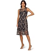 Adrianna Papell Studio Women's Embroidered Midi Dress, Navy/Rosegold, 8