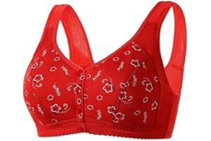 WKSCLPAI Front Closure Bra for Women Comfort Wireless Sports Bras Full Coverage Cotton Bra Front Button Daisy Bra for Women