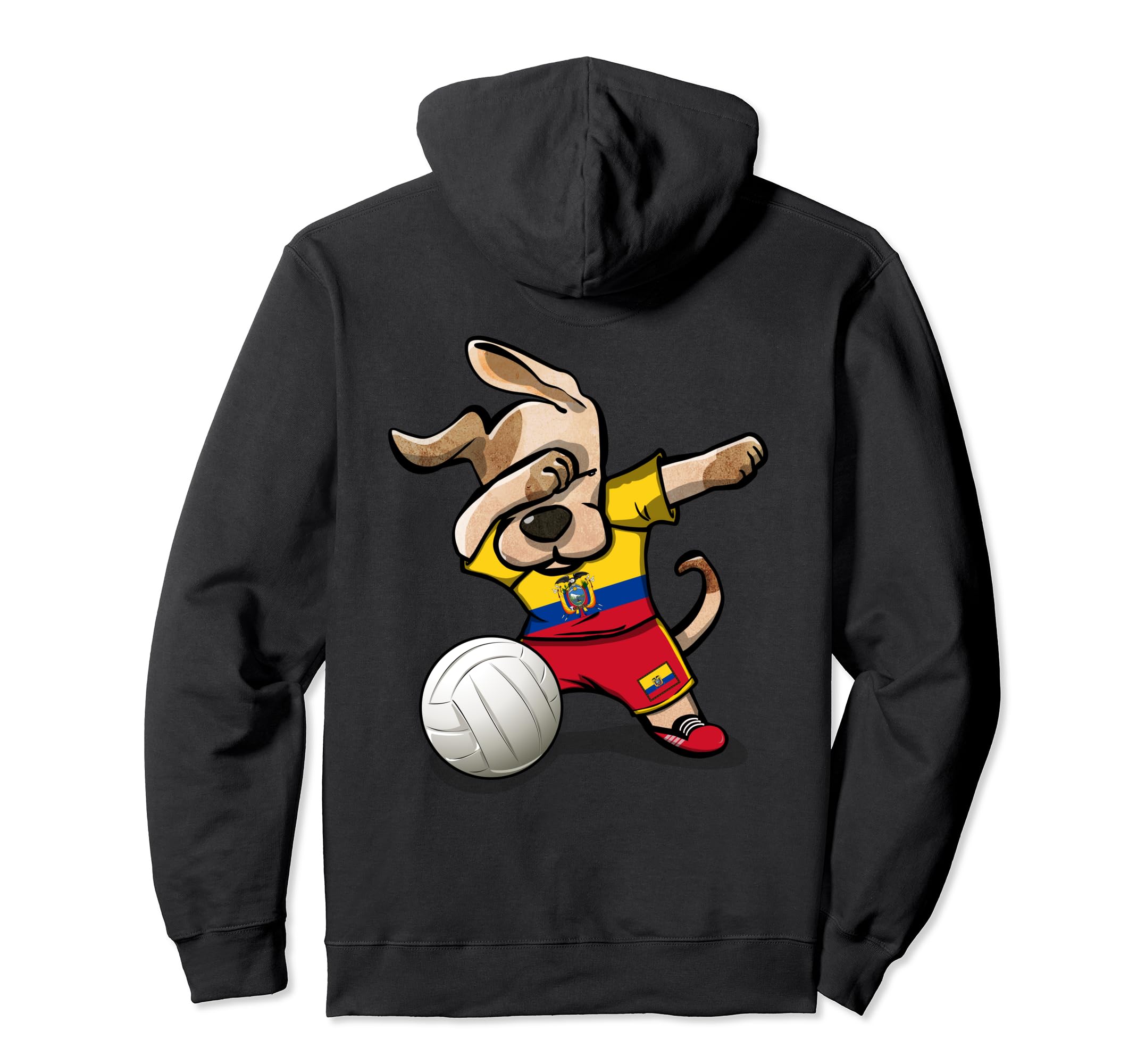 Dabbing Dog Proud Ecuador Volleyball Fans Ecuadorian Flag Pullover Hoodie