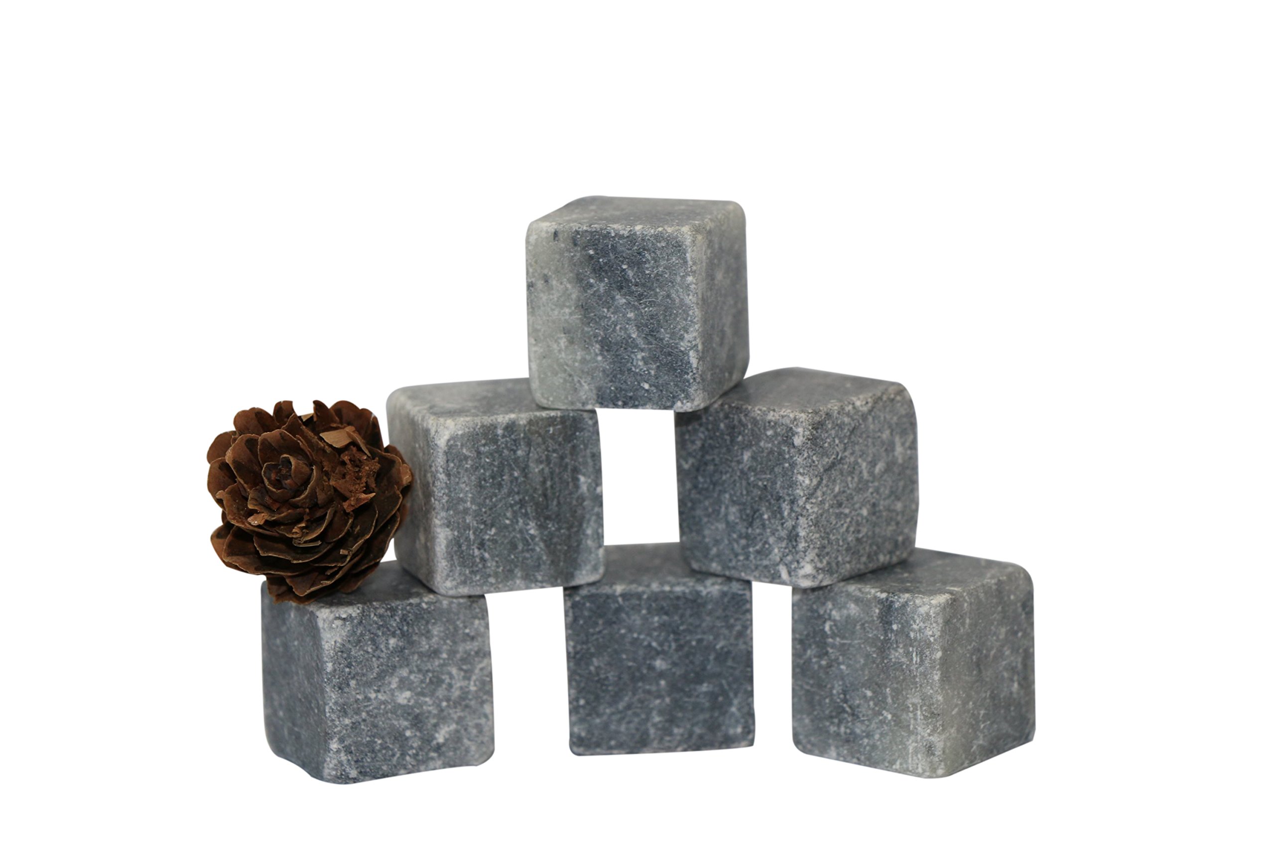 Vina Whiskey Wine Chiller Stones Set, 9 Premium Chilling Ice Rocks for Beer Bourbon etc. Chill Any Beverage Without Diluting It, with a Black Storage Pouch，Dark Grey