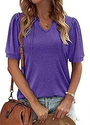 KISSMODA Women's Tunic Tops Casual V Neck Short