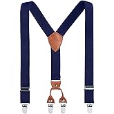 AWAYTR Kids Boys Adults Suspenders - 4 Sizes Sturdy Metal Clips Elastic Adjustable Suspender
