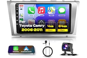 PODOFO for Toyota Camry 2006 2007 2008 2009 2010 2011 Android Car Stereo 9 Inch HD Touch Screen Car Radio with Wireless CarPlay Android Auto, WiFi, GPS Navigation, BT, FM Radio, USB, Rear Camera 4G+64G