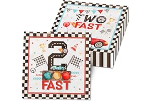 CMUSKO Two fast Birthday Party Napkins,40Pcs Race Car 2nd Birthday Party Napkins Disposable Race Car for Napkins Two Years Old Party Baby Shower Decorations Favors for Boys