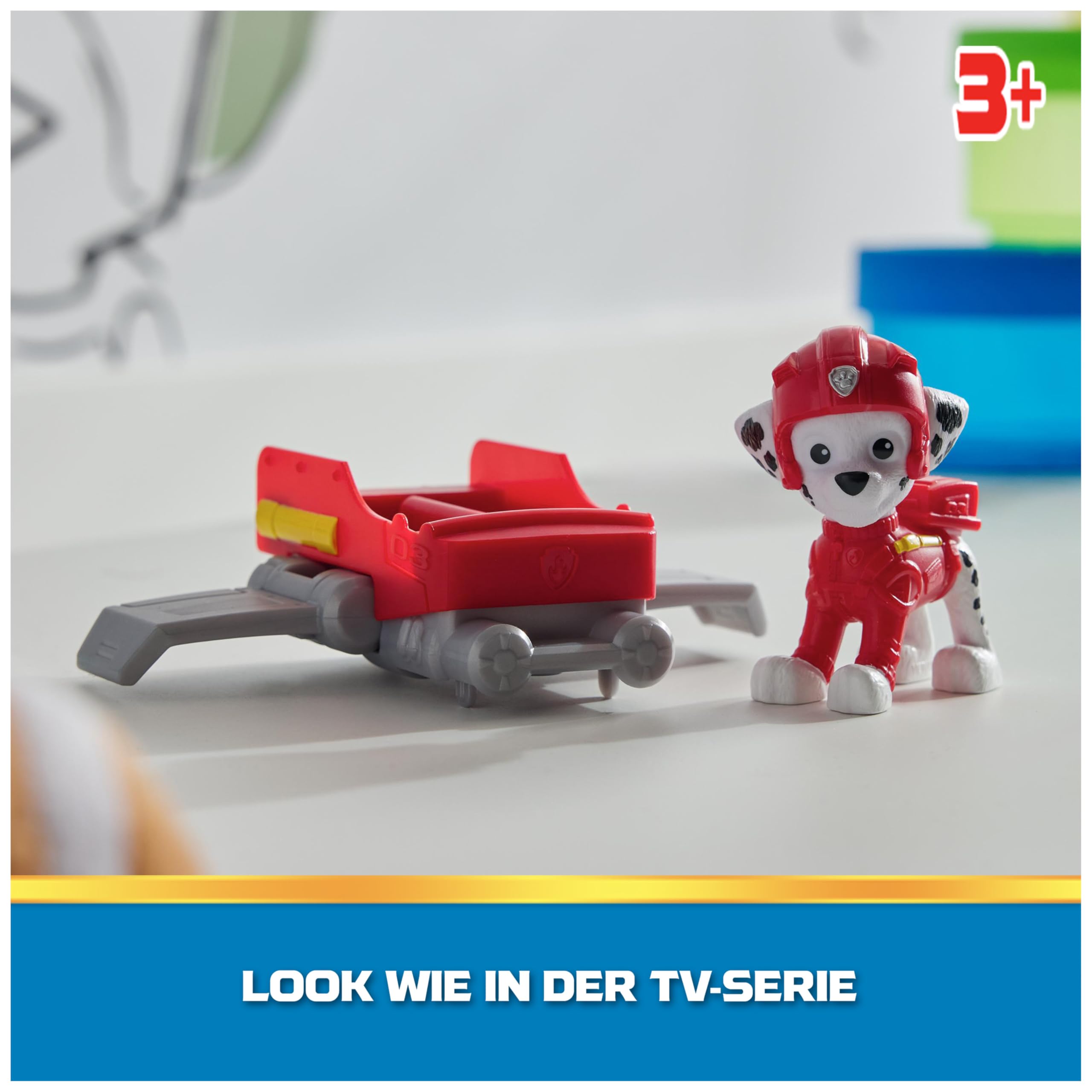PAW PATROL, Marshall Action Pup, Spielfigur mit Mini-Rettungsflugzeug mit ausklappbaren Flügeln, Spielzeug für Kinder ab 3 Jahren 2