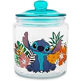 Silver Buffalo Disney Lilo & Stitch Tropical Glass Cookie Snack Candy Jar With Lid (Small)