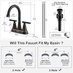 Bathroom Faucets for Sink 3 Hole, Hurran 4 inch Oil