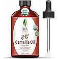 SVA ORGANICS Camellia Oil Organic USDA 4 Oz Pure Natural Cold Pressed Carrier Oil for Skin Care, Hair, Face Cleanser, Shampoo