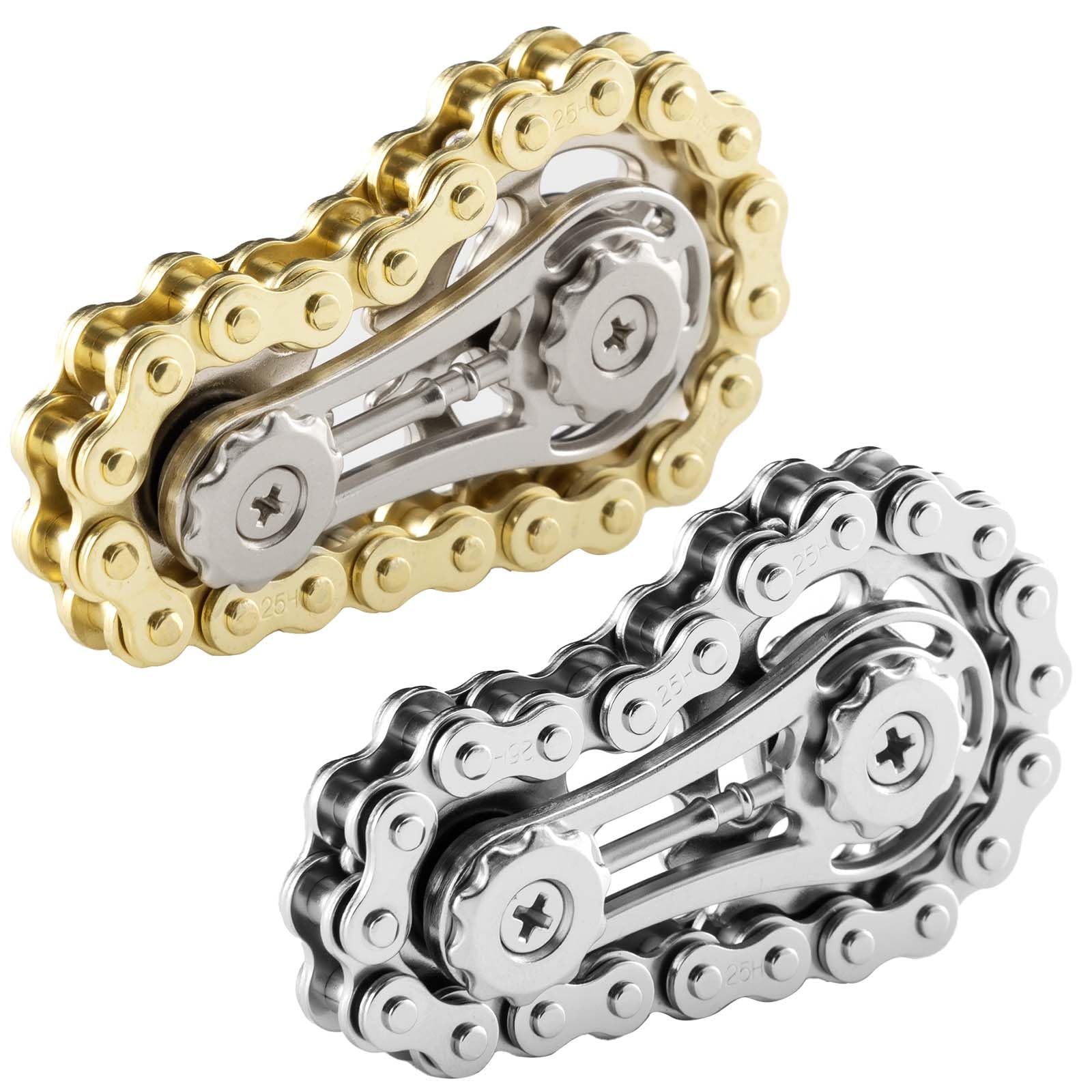 Photo 1 of 2 Pieces Bicycle Chain Gear Decompression Toy, Children and Adult Finger Spinning top, Cool Office, Travel, Meeting Desktop Small Toy, Durable Mechanical Belt with Smooth Bearings EDC