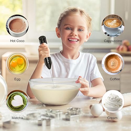 Milk Frother Handheld, Battery Operated Drink Mixer for Coffee