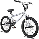 WEIZE Freestyle BMX Bike 20 inch Trick Bicycle | Hi-Ten Steel Frame Bicycle 360 Degree Rotor Freestyle 4 Pegs Single Speed Beginner-Level to Advanced Riders V-Brake BMX Tires