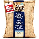 Cafe Blue 100% Jamaica Blue Mountain Coffee Beans, JACRA Certified, 16 oz