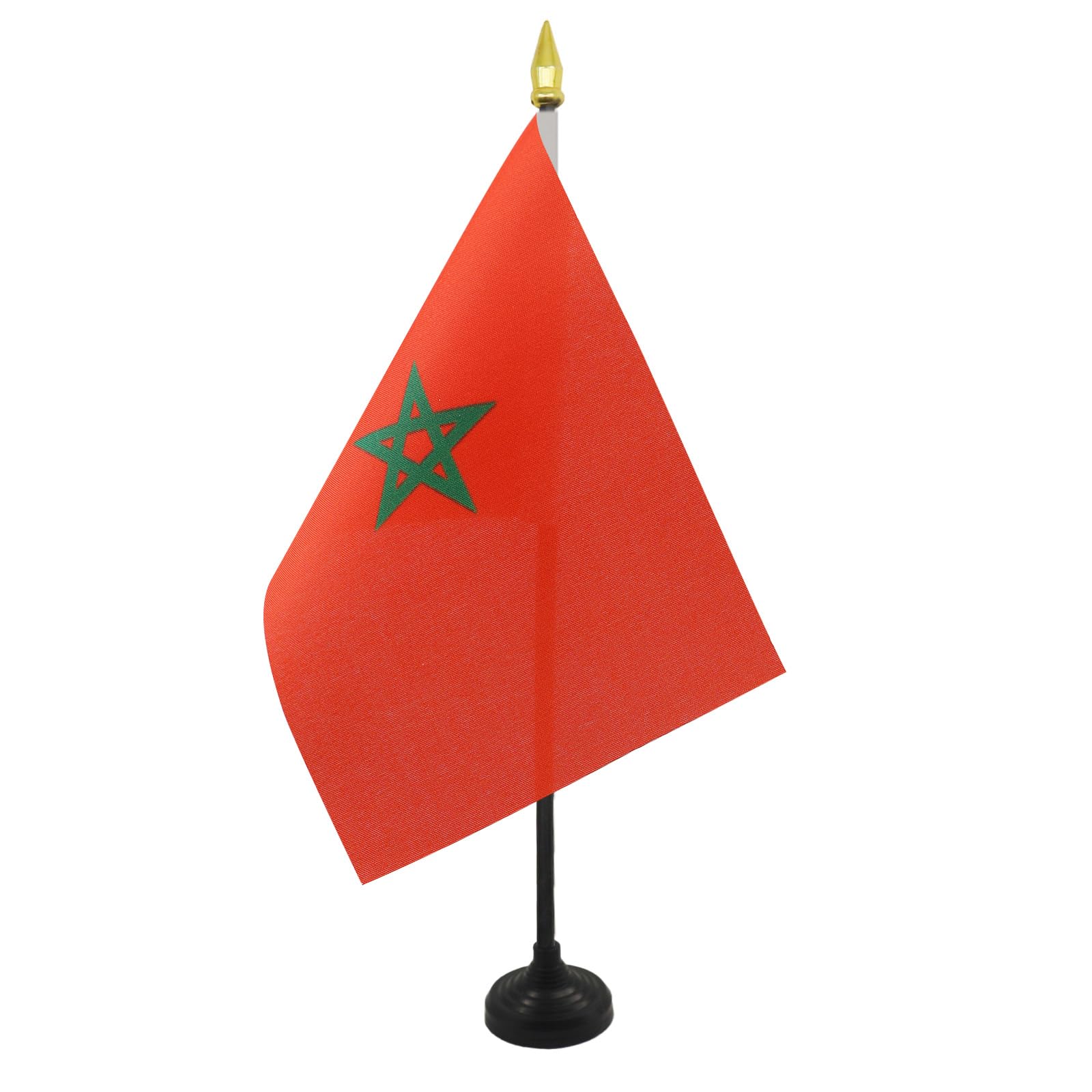 AZ FLAG - Morocco Table Flag 4'' x 6'' - Moroccan Mini Desk Flag 100% Polyester 15 x 10 cm - Office Mini Banner with 10'' Pole - Golden Spear