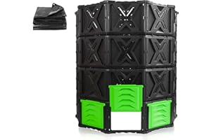 SQUEEZE master XXL Large Compost Bin Outdoor- 720L /190 Gallon-Easy Assembly-No Screws-Sturdy& Durable-Green Door