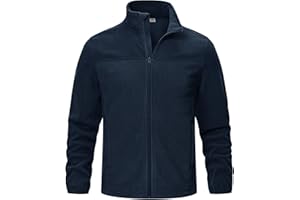 BGOWATU Men's Polar Fleece Jacket Full Zip Lightweight Warm Coat with Zipper Pockets for Casual Outdoor Hiking