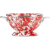 Golden Rabbit Enamelware Petite Colander, 1 quart, Red Swirl | 1 quart