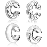 4PCS Chunky Ear Cuffs Non Piercing for Women - 14K Chunky Gold Earrings, Fake Earrings Aretes de Mujer, Hoop Ear Clips Jewelry, Cubic Zirconia Earring Cuff for Women Jewelry Gift, Fashion Accessories