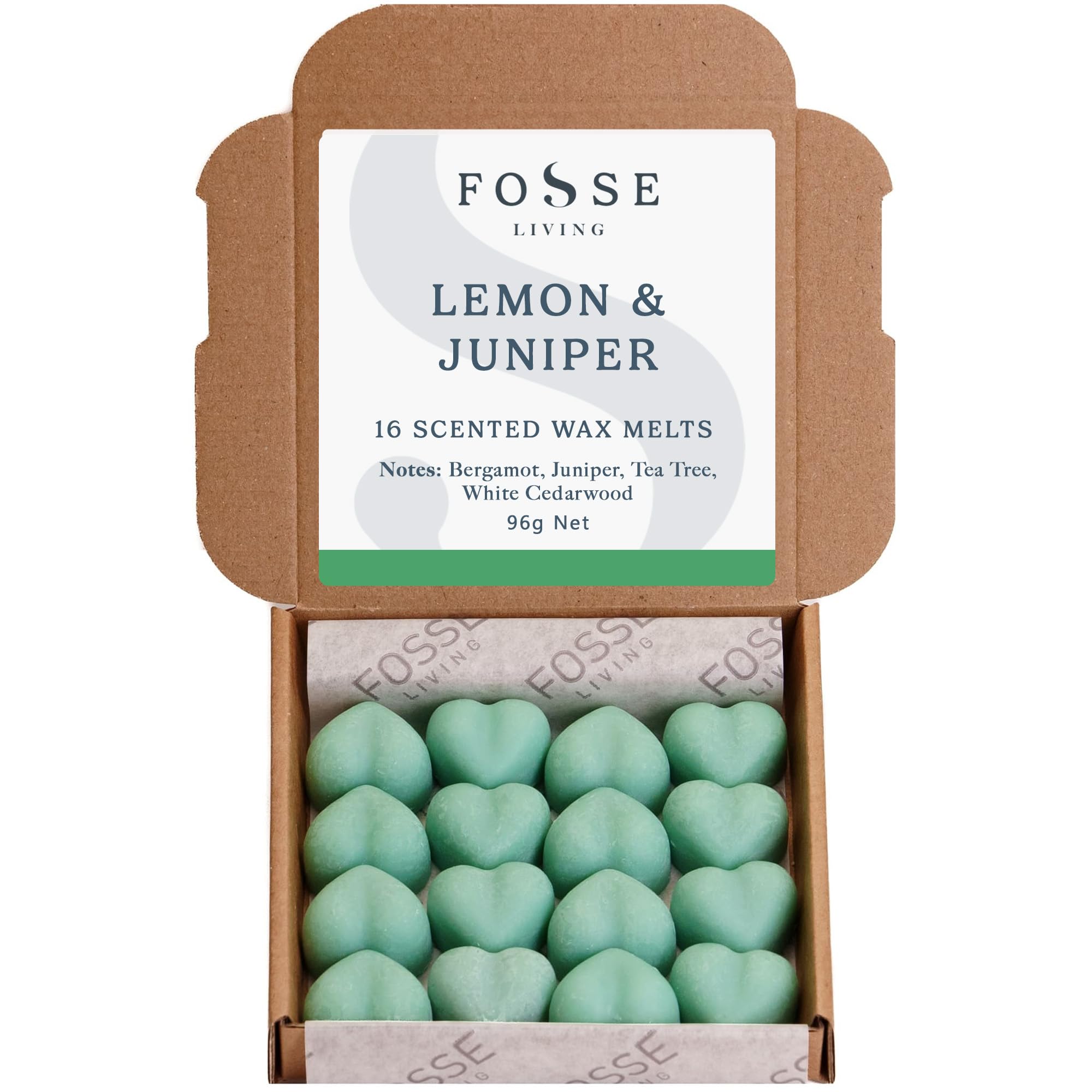 Lemon & Juniper Soy Wax Melts 16 Pack | Zesty Citrus & Aromatic Juniper | Natural, Vegan & Plastic Free | Up to 96 Hrs Scent | Pet Safe | Handmade in UK – Fosse Living