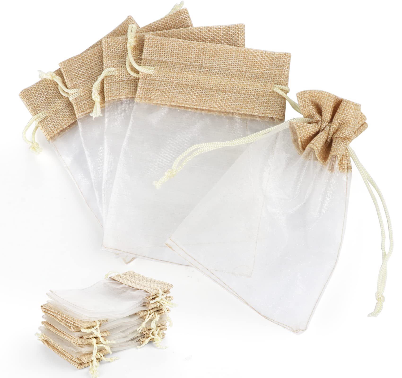 ilauke Organza Gift Bags, 30pcs Wedding Jewelry Pouches, 10x15cm Drawstring Burlap Gift Bag Mesh Candy Favour Bag Jewelry Pouches for Wedding, Party, Birthday, DIY Craft