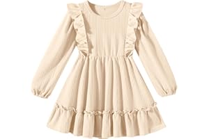 Kionio Toddler Baby Girl Dress Girls Sweater Dresses Ruffle Ribbed Knit Long Sleeve Swing Fall Winter Clothes Christmas