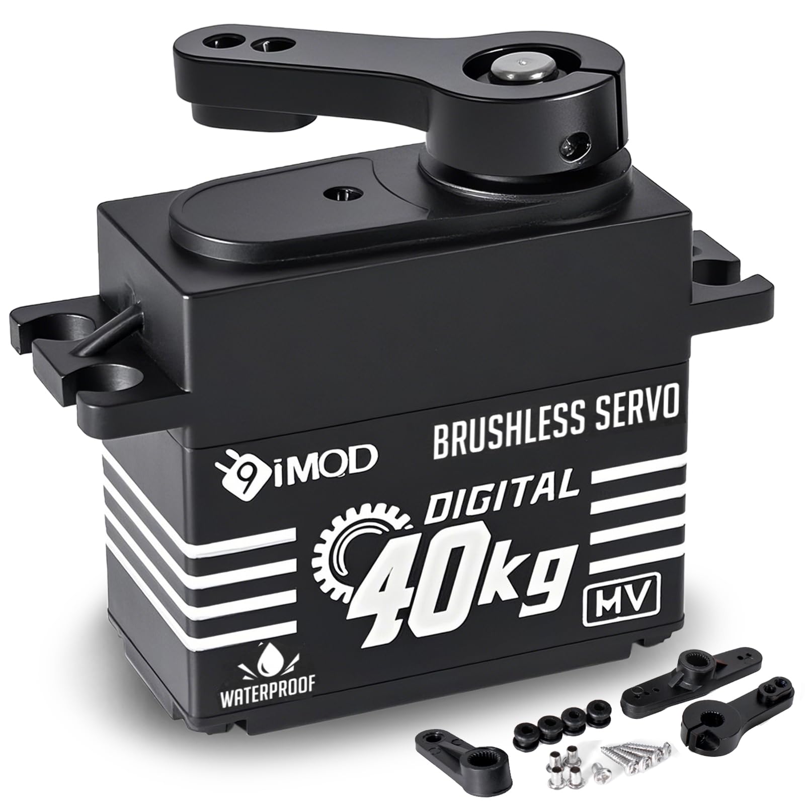 Photo 1 of 1/10 RC Crawler Servo 40KG Brushless High Torque Servo 8.4V HV Metal Gear Digital Waterproof Servo for 1/8 1/10 1/12 Scale RC Crawler Truck Cars Buggy Robotic, 180 Degree RC Steering Servo