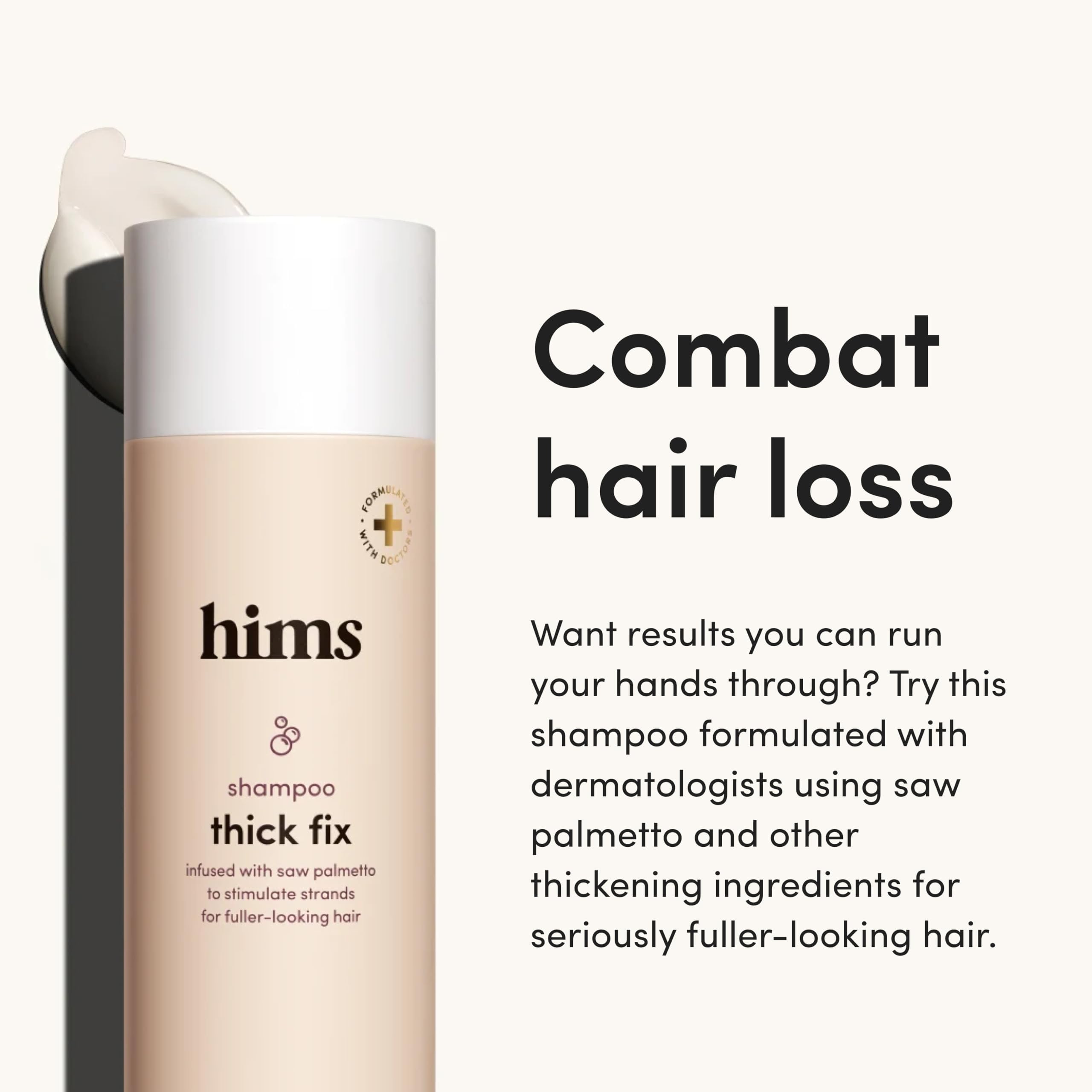 hims Thick Fix Shampoo - Saw Palmetto for Healthy Hair Growth & Thickening - Scalp Cleansing - Vegan, Sulfate-Free & Cruelty-Free - Eucalyptus Scent, 2 pack 6.4 fl oz