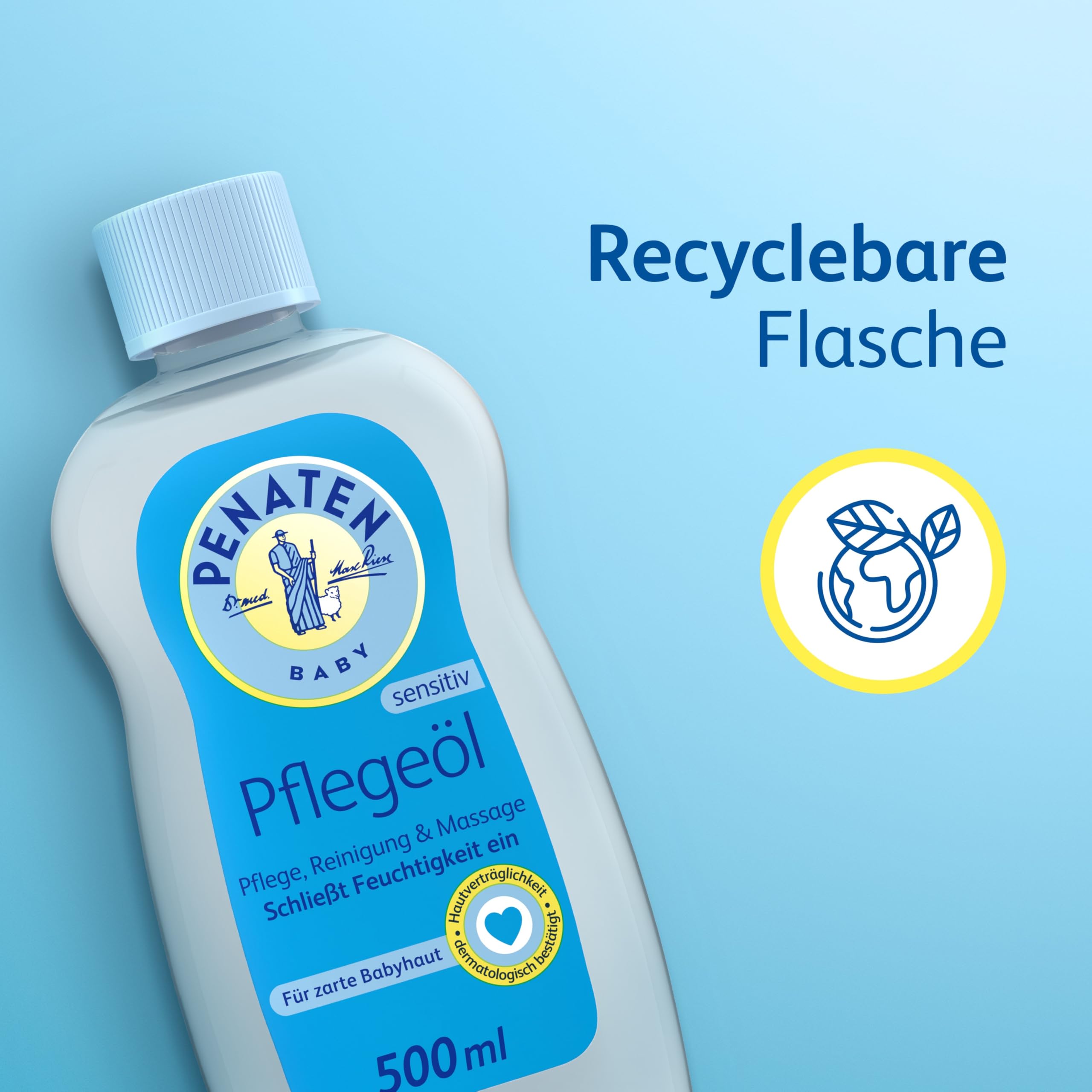 Penaten Pflegeöl 500ml, sanftes Baby Massageöl und Babyöl zur Pflege, Reinigung und Massage, ohne Parabene und Farbstoffe, für Neugeborene 3