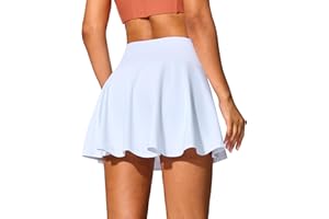 SANTINY 14" Tennis Skirt Golf Skorts with Pockets Tummy Control Shorts Pleated Skirts for Women Athletic Dressy Casual