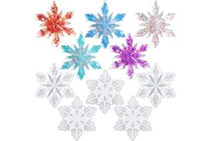 Sakolla 5 Pieces Christmas Silicone Resin Molds 3D Snowflake Molds Silicone Epoxy Casting Resin Mould for DIY Christmas Ornament Jewelry Pendant Decoration, Keychain