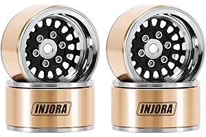 INJORA ModuWheel 1.0" Aluminum Beadlock Wheels Negative Offset -4.4mm for TRX4M SCX24 1/18 1/24 RC Crawlers(Black)