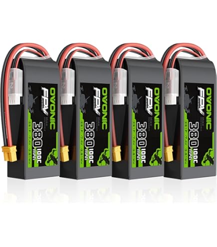 4x Ovonic 14.8V 80C 4S 450mAh LiPo Batteries With XT30 Connector – For FPV Drones