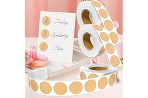 1000Pcs/2Roll Natural Brown Kraft Round Label - Blank Adhesive Sticker to Write On for Jar, Canning, Price Tag, Store Organiz