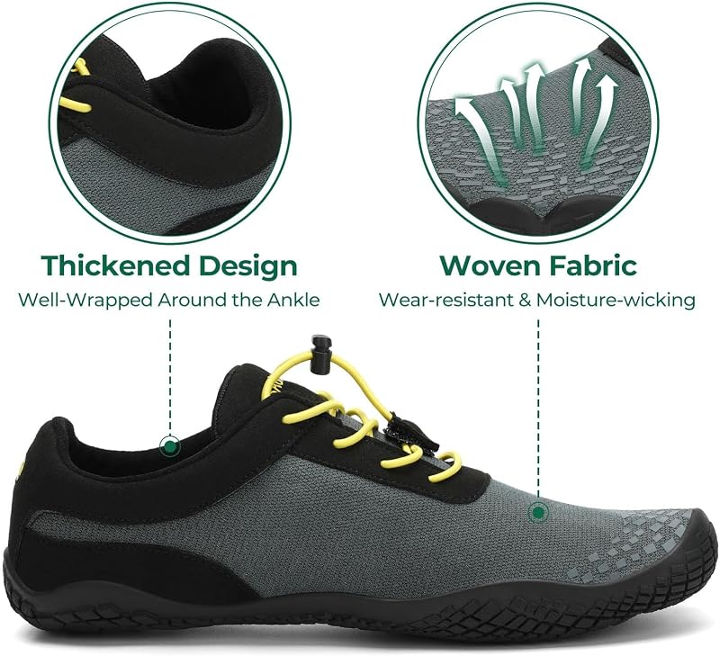 Barfußschuhe Damen Barfussschuhe Herren Outdoor Barfuss Schuhe Leicht Zehenschuhe Barfuß Fitnessschuhe mit Breiter Zehenbox Paynes Grau, Gr.38 EU