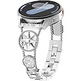 WINGLE for Galaxy Watch 8/8 Classic Band 40/44/46mm Galaxy Watch 7 6 5 4 FE Band 40mm 44mm Samsung Watch 5 Pro Bands 45mm, Women Bling Sparkling Diamond Bands for Watch 6/4 Classic 43mm 47mm 42mm 46mm