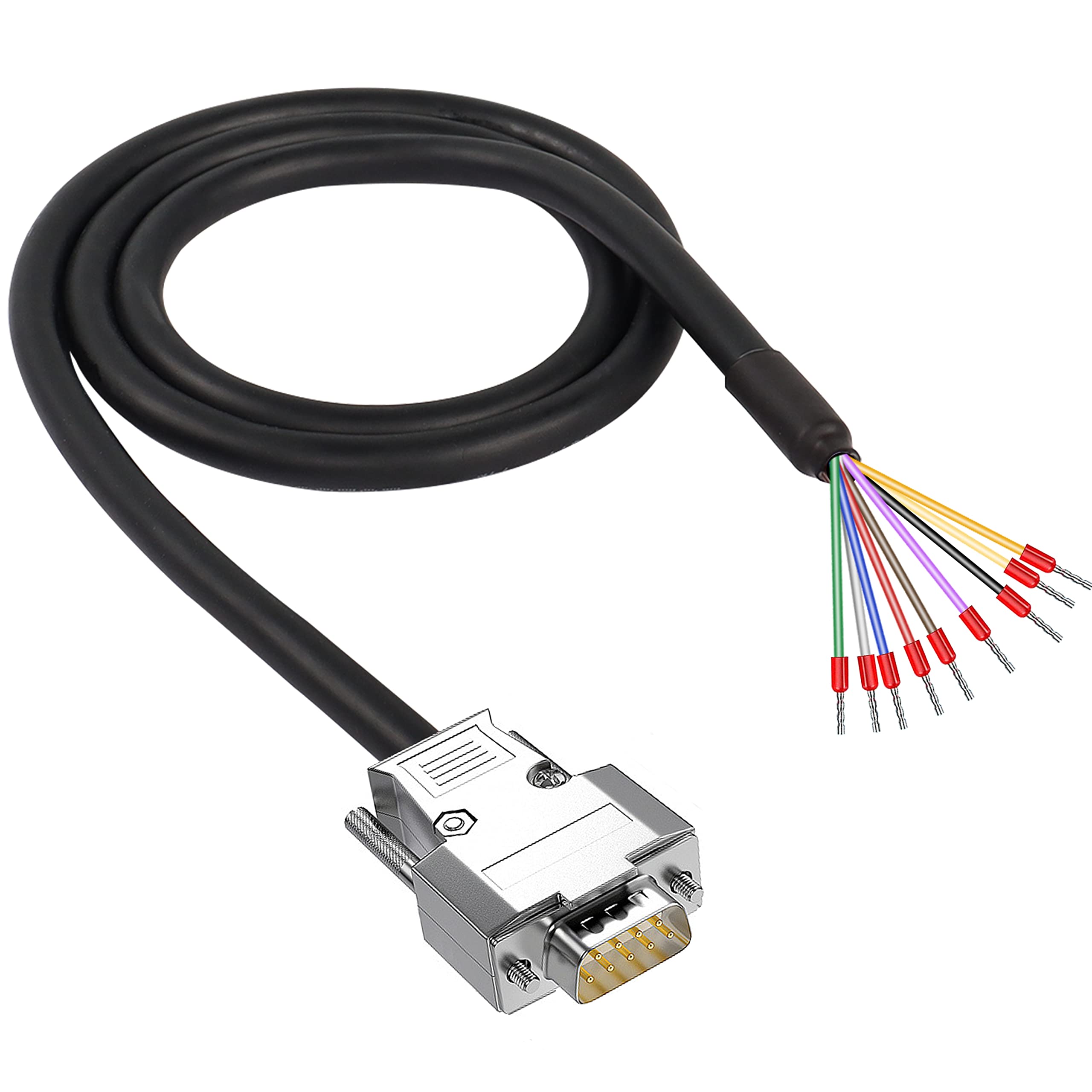 XMSJSIY DB9 Male RS232 9 Pin Serial Extension Cable, 22AWG RS232 D-SUB DB9 Serial to 9Pin Bare Wire End Cable Breakout Board Extension Core - 1M / 3.28 FT