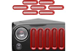 amayum Front Grille Inserts Grill Mesh Clip-on Trim Covers Exterior Accessories Compatible with Jeep Wrangler JK & JKU 2007-2017,Red