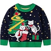 Ohokama Ugly Christmas Sweaters Dinosaur Santa Claus Tacky Pullovers Gift for Boys Girls Toddler Xmas Holiday