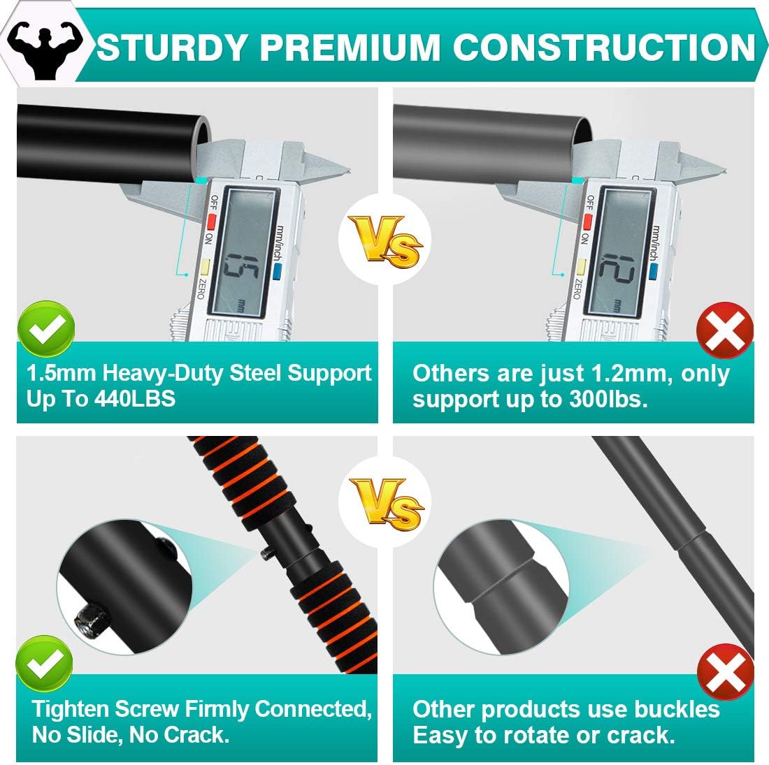 KLL Pull up Bar for Doorway, Multifunctional Strength Training Pull-up Bars for Home Gym Exercise, Doorway Pullup Chin up Bar No Screws with Upgraded Thickened Steel & 440LBS(180-days Free Return) : Sports & Outdoors