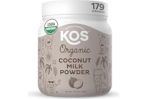 KOS Organic Coconut Milk Powder, USDA Certified Organic - 0g Sugar, MCT Plant Based Creamer for Coffee, Smoothies, Vegan, Keto, Paleo Friendly, Non-GMO, Gluten or Dairy- 12.6oz, 179 Servings