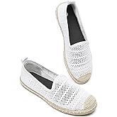 BABUDOG Women's Breathable Mesh Flats Shoes, Soft Loafers Flats, White Slip on Shoes Loafer
