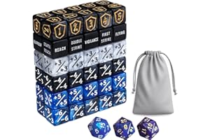 TIIXXE 63 PCS MTG Dice Counters with Bulk Abilities Keywords Counters and MTG Life Counters, Dice Set for MTG, TCG and Card Games, Magic The Gathering Accessories