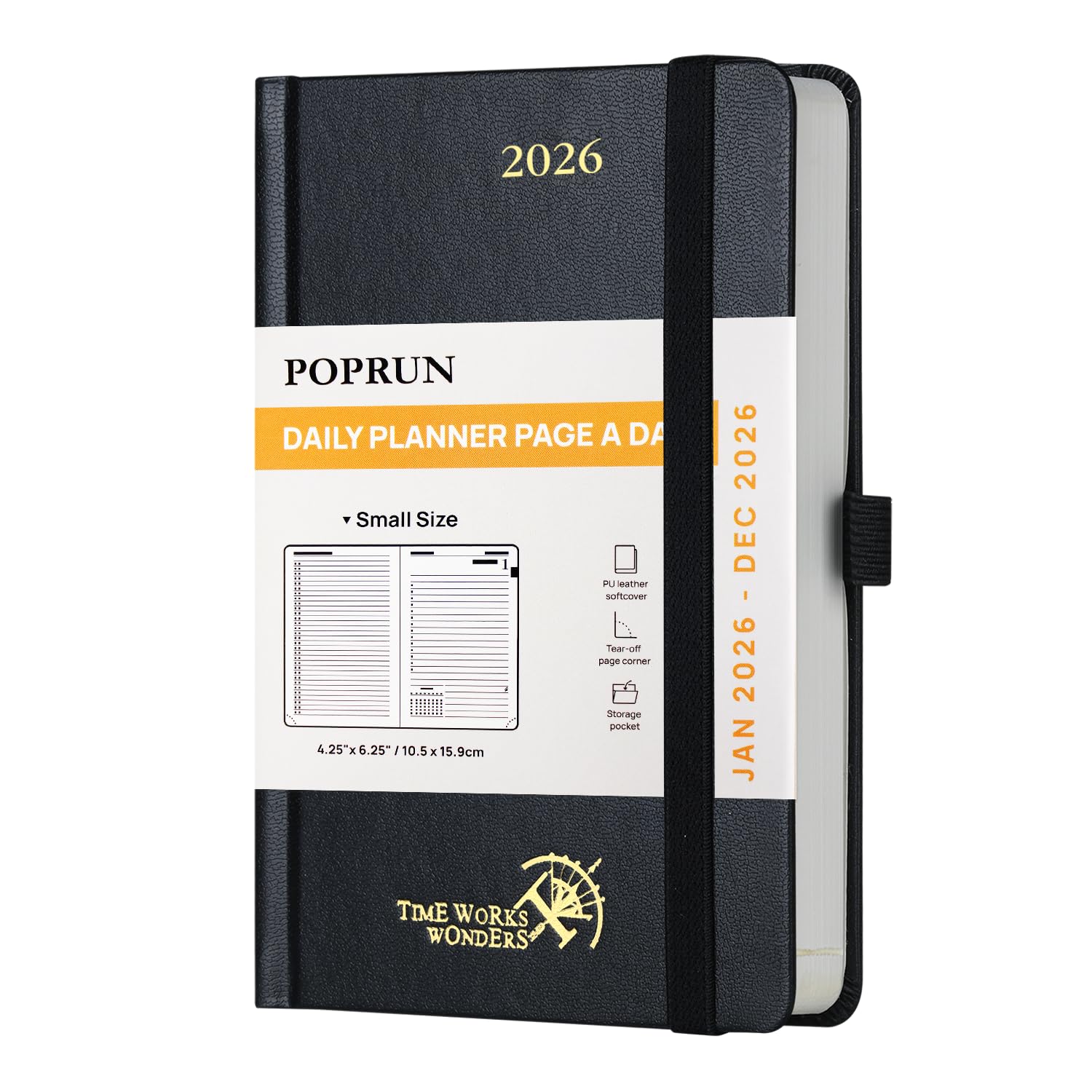 POPRUN 2026 Daily Planner One Page Per Day A6 Size Calendar (4.25" x 6. ...