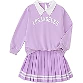 Yhnslsf Girls Fall Outfits 2/3 Piece Girl Clothes Letter Print Long Sleeve Sweatshirt Pleated Skirt Sets for Kids Teen 5-14T