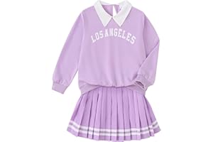 Yhnslsf Girls Fall Outfits 2/3 Piece Girl Clothes Letter Print Long Sleeve Sweatshirt Pleated Skirt Sets for Kids Teen 5-14T