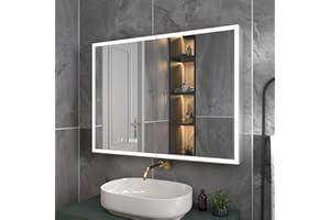 ExBrite Lighted Medicine Cabinet 40x30 Inch,Recessed or Surface led Medicine Cabinet, Clock&Room Temp Display,Defog,Stepless Dimming,Medicine Cabinet with Lights 3-Color Temper Chang, Outlets & USBs