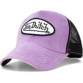 Von Dutch Unisex Trucker Hat - Velvet Curved Bill Mesh Back Retro Classic Adjustable Snapback Baseball Cap for Men and Women